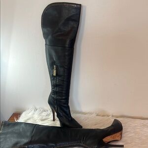 Black Leather Over-the-Knee Boots